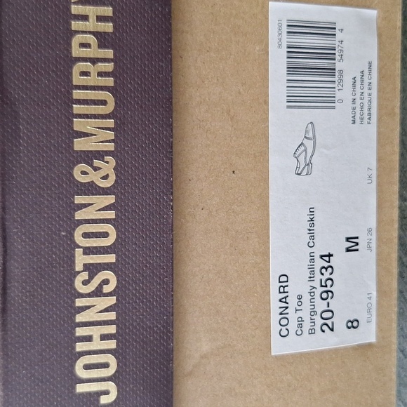 Johnston & Murphy Burgundy Italian Calfskin Conard Preppy Wingtip Oxfords Size 8 - Picture 12 of 12